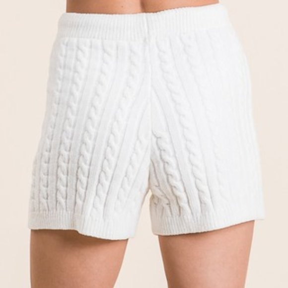 Cable Knit Soft Chenille Lounge Set IVORY - Picture 9 of 14